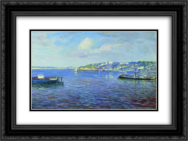 View of Nizhniy Novgorod 24x18 Black Ornate Wood Framed Art Print Poster with Double Matting by Levitan, Isaac