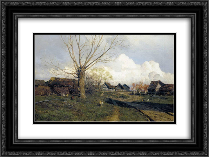 Village Savvinskaya near Zvenigorod 24x18 Black Ornate Wood Framed Art Print Poster with Double Matting by Levitan, Isaac
