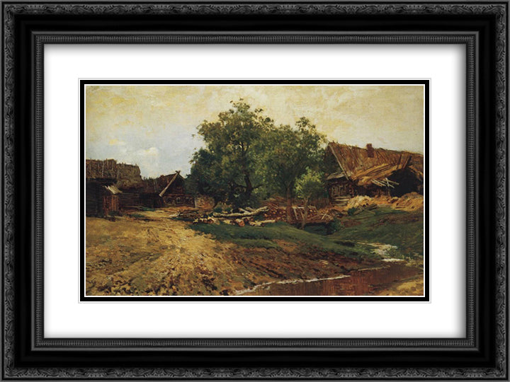 Village Savvinskaya near Zvenigorod at summer 24x18 Black Ornate Wood Framed Art Print Poster with Double Matting by Levitan, Isaac