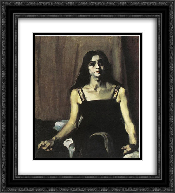 Model with Big Hands 20x22 Black Ornate Wood Framed Art Print Poster with Double Matting by Farkas, Istvan