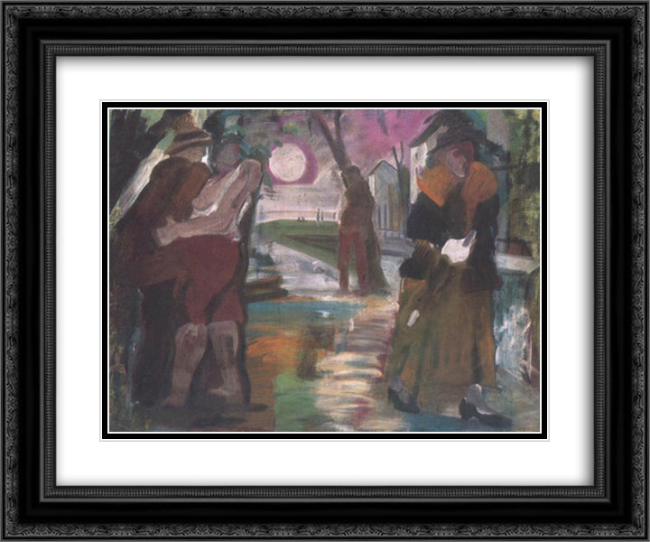 Night on the Outskirts of Town 24x20 Black Ornate Wood Framed Art Print Poster with Double Matting by Farkas, Istvan