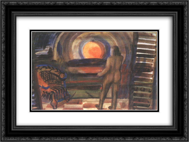 Standing in the Sun 24x18 Black Ornate Wood Framed Art Print Poster with Double Matting by Farkas, Istvan