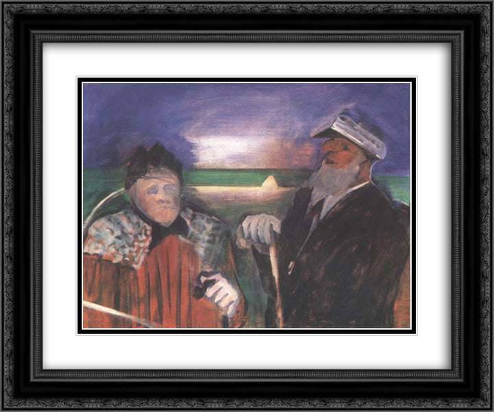 The Aged Sailor and the Old Woman 24x20 Black Ornate Wood Framed Art Print Poster with Double Matting by Farkas, Istvan