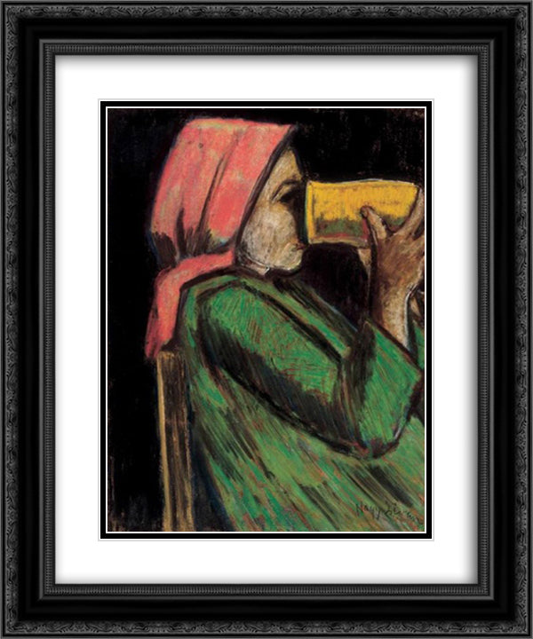 Drinking girl 20x24 Black Ornate Wood Framed Art Print Poster with Double Matting by Nagy, Istvan