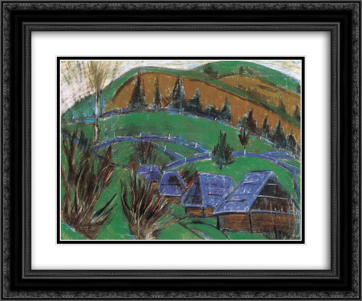 Landscape in Transylvania 24x20 Black Ornate Wood Framed Art Print Poster with Double Matting by Nagy, Istvan