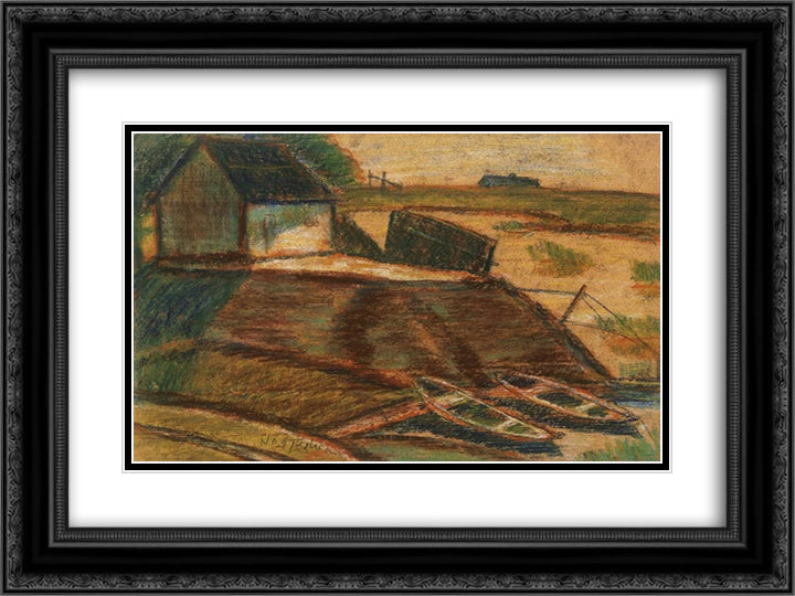 Waterfront 24x18 Black Ornate Wood Framed Art Print Poster with Double Matting by Nagy, Istvan