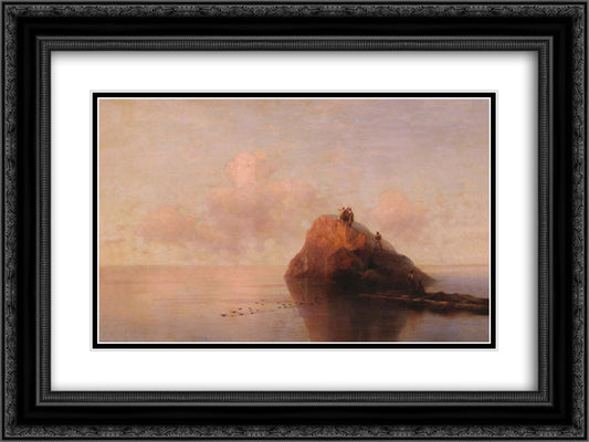 After the shipwreck 24x18 Black Ornate Wood Framed Art Print Poster with Double Matting by Aivazovsky, Ivan