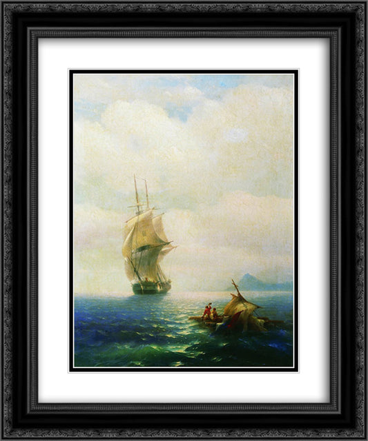 After the storm 20x24 Black Ornate Wood Framed Art Print Poster with Double Matting by Aivazovsky, Ivan
