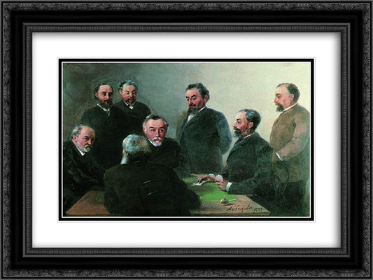 Aivazovsky with friends 24x18 Black Ornate Wood Framed Art Print Poster with Double Matting by Aivazovsky, Ivan