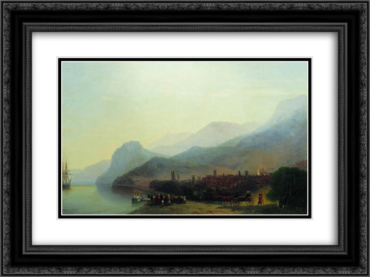 Alushta 24x18 Black Ornate Wood Framed Art Print Poster with Double Matting by Aivazovsky, Ivan