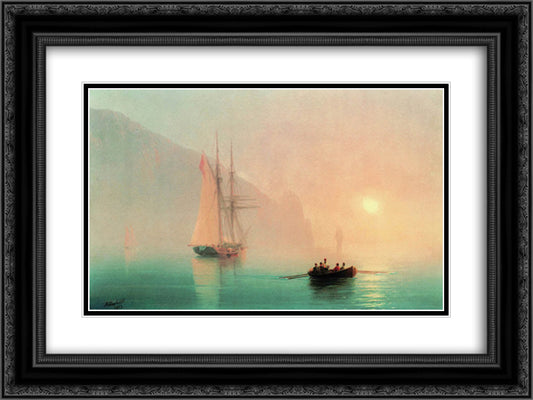 Ayu-Dag on a foggy day 24x18 Black Ornate Wood Framed Art Print Poster with Double Matting by Aivazovsky, Ivan
