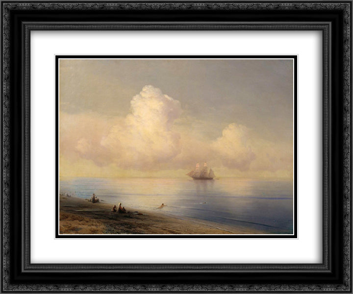 Calm Sea 24x20 Black Ornate Wood Framed Art Print Poster with Double Matting by Aivazovsky, Ivan
