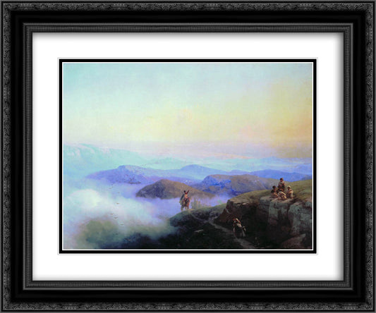 Chains of the Caucasus Mountains 24x20 Black Ornate Wood Framed Art Print Poster with Double Matting by Aivazovsky, Ivan