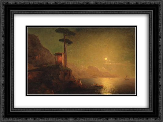 Chapel on the beach 24x18 Black Ornate Wood Framed Art Print Poster with Double Matting by Aivazovsky, Ivan