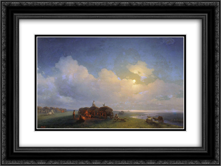 Chumaks leisure 24x18 Black Ornate Wood Framed Art Print Poster with Double Matting by Aivazovsky, Ivan