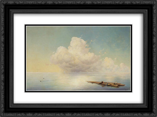 Cloud over the calm sea 24x18 Black Ornate Wood Framed Art Print Poster with Double Matting by Aivazovsky, Ivan