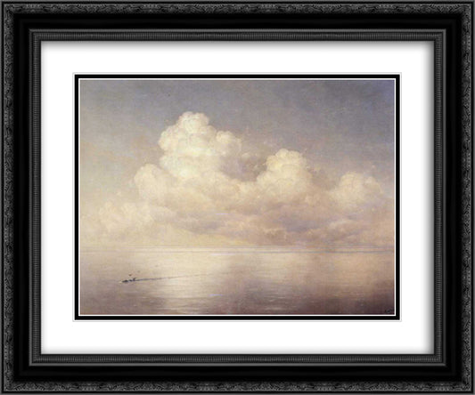 Clouds above a sea calm 24x20 Black Ornate Wood Framed Art Print Poster with Double Matting by Aivazovsky, Ivan