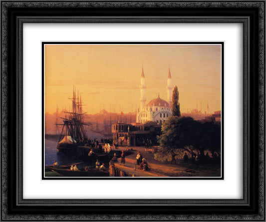 Constantinople 24x20 Black Ornate Wood Framed Art Print Poster with Double Matting by Aivazovsky, Ivan