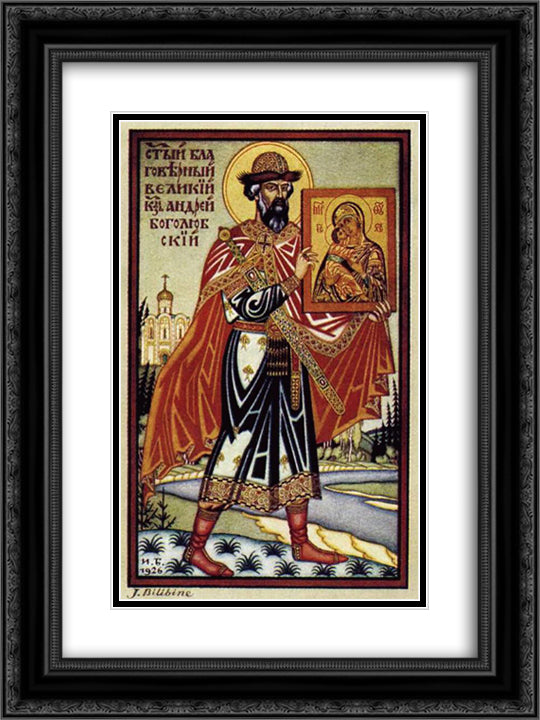 Prince Andrew Bogolyubskii 18x24 Black Ornate Wood Framed Art Print Poster with Double Matting by Bilibin, Ivan
