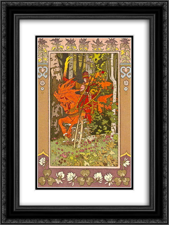 Red Rider. Illustration for the fairy tale Vasilisa the Beautiful 18x24 Black Ornate Wood Framed Art Print Poster with Double Matting by Bilibin, Ivan