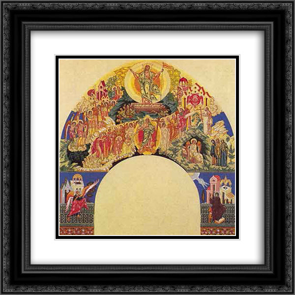 Resurrection of Christ. The sketch for the fresco of the church of the Assumption in Olshany 20x20 Black Ornate Wood Framed Art Print Poster with Double Matting by Bilibin, Ivan