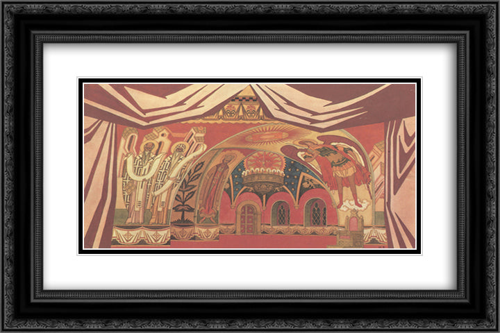 Sketch for the opera The Tsar's Bride by Nikolai Rimsky-Korsakov 24x16 Black Ornate Wood Framed Art Print Poster with Double Matting by Bilibin, Ivan