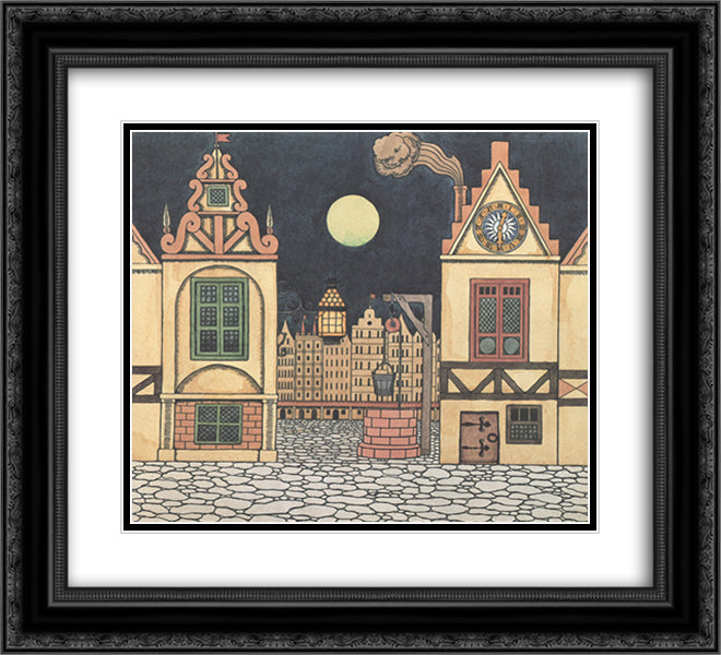 Sketch for the spectacle, Honor and Revenge, by Fiodor Sollogub 22x20 Black Ornate Wood Framed Art Print Poster with Double Matting by Bilibin, Ivan