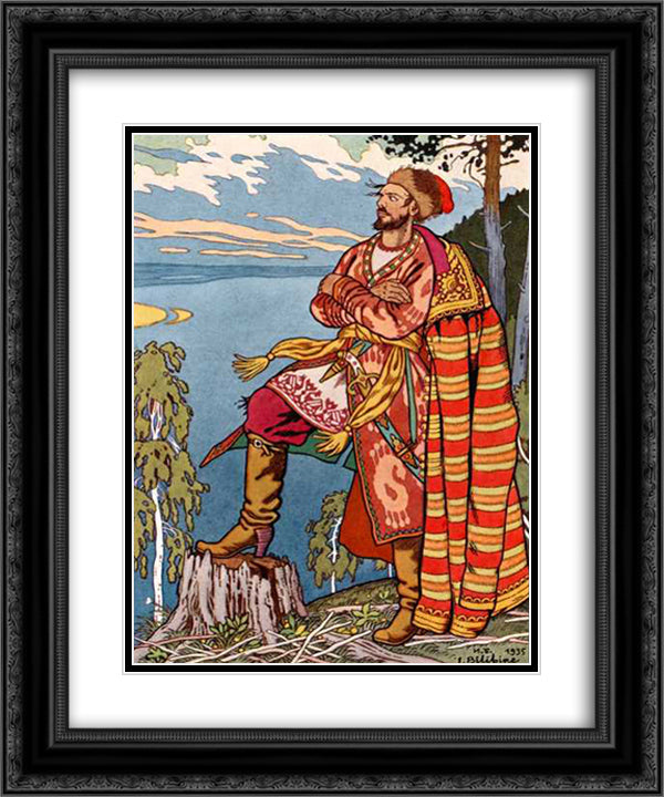 Stepan Razin 20x24 Black Ornate Wood Framed Art Print Poster with Double Matting by Bilibin, Ivan