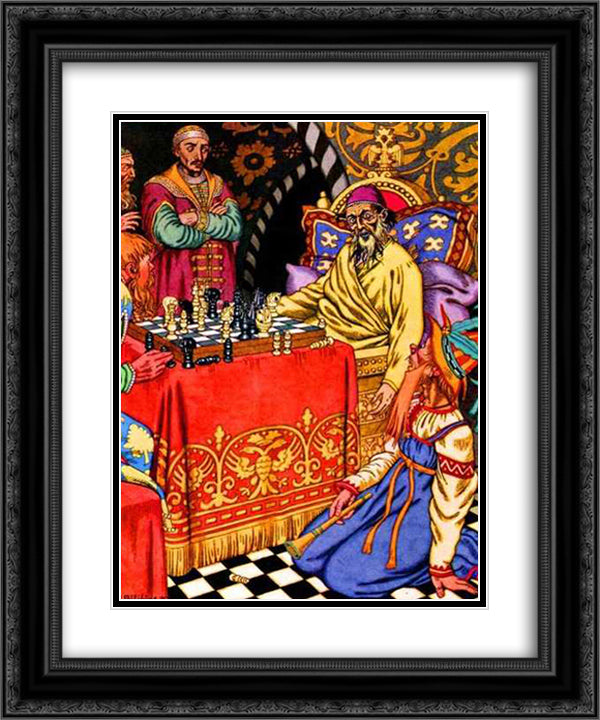 The Death of Ivan the Terrible 20x24 Black Ornate Wood Framed Art Print Poster with Double Matting by Bilibin, Ivan