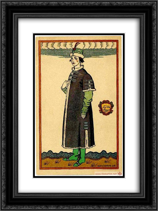 Tsarevitch. Costume design for the opera Boris Godunov by Modest Mussorgsky 18x24 Black Ornate Wood Framed Art Print Poster with Double Matting by Bilibin, Ivan