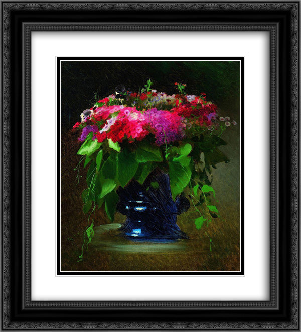Bouquet of Flowers 20x22 Black Ornate Wood Framed Art Print Poster with Double Matting by Kramskoy, Ivan