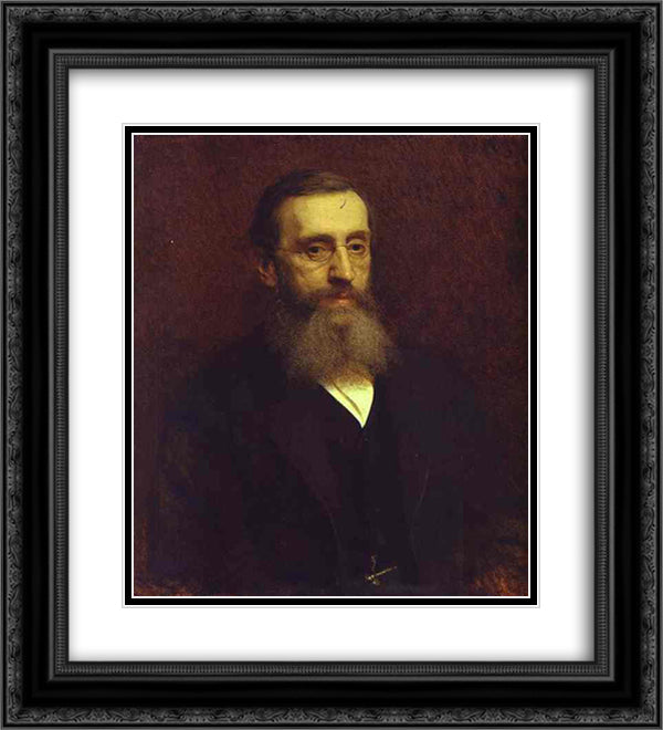 Portrait of Feodor Petrushevsky 20x22 Black Ornate Wood Framed Art Print Poster with Double Matting by Kramskoy, Ivan