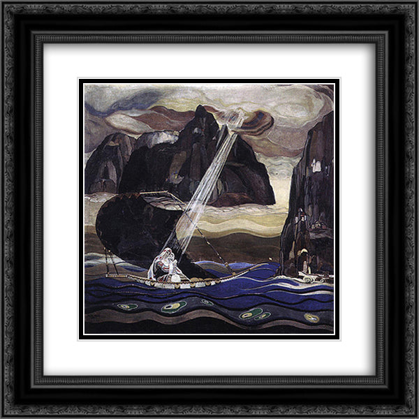 Legend of the Holy Mountain 20x20 Black Ornate Wood Framed Art Print Poster with Double Matting by Milev, Ivan