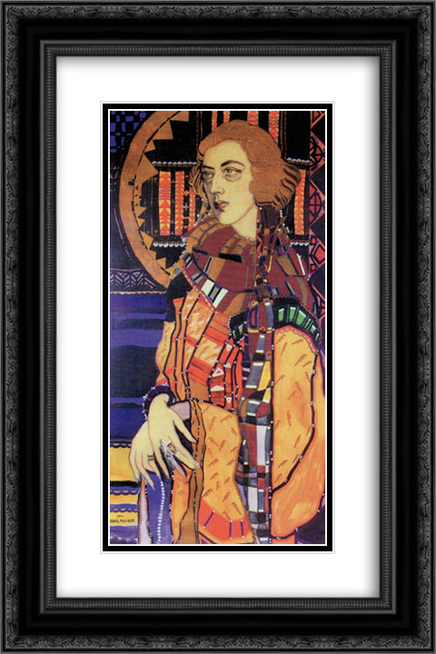 Portrait of Anna Kamenova 16x24 Black Ornate Wood Framed Art Print Poster with Double Matting by Milev, Ivan