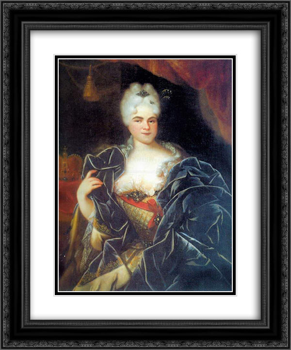 Catherine I of Russia 20x24 Black Ornate Wood Framed Art Print Poster with Double Matting by Nikitin, Ivan
