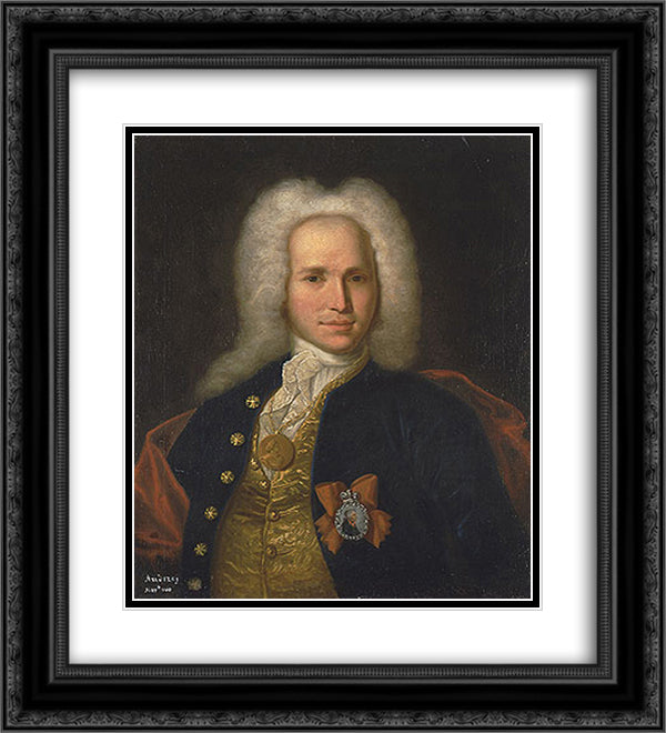 Portrait of Andrei Nartov 20x22 Black Ornate Wood Framed Art Print Poster with Double Matting by Nikitin, Ivan
