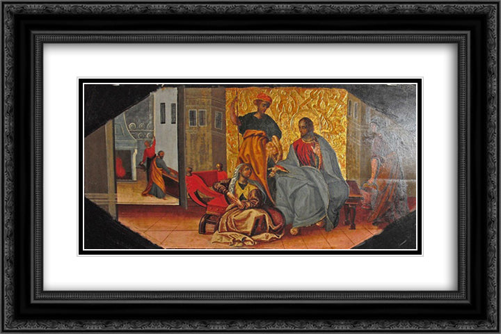 Christ in the House of Matha and Mary 24x16 Black Ornate Wood Framed Art Print Poster with Double Matting by Rutkovych, Ivan