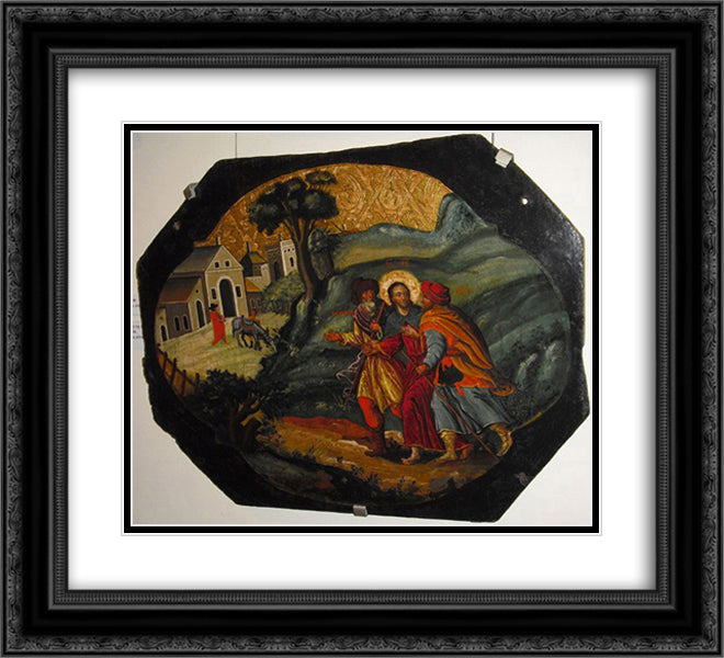 Road to Emmaus 22x20 Black Ornate Wood Framed Art Print Poster with Double Matting by Rutkovych, Ivan