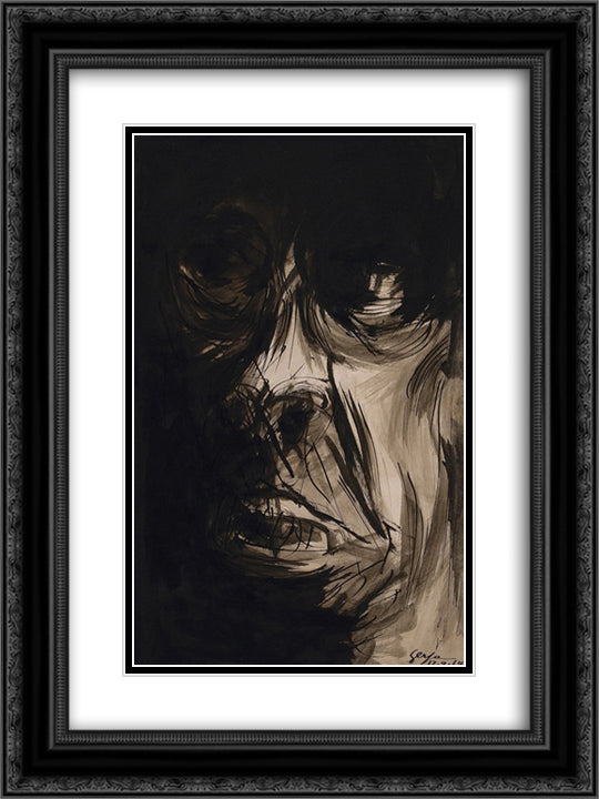 Figura (Fase Negra) 18x24 Black Ornate Wood Framed Art Print Poster with Double Matting by Serpa, Ivan