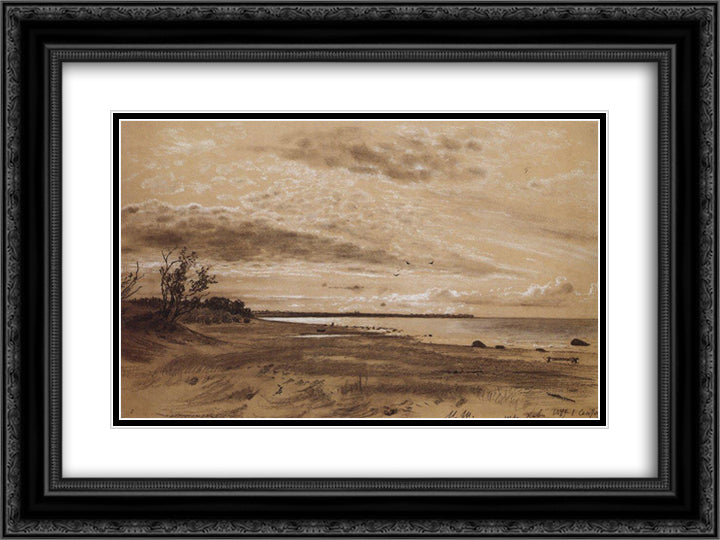 Beach. Mary-Howe 24x18 Black Ornate Wood Framed Art Print Poster with Double Matting by Shishkin, Ivan