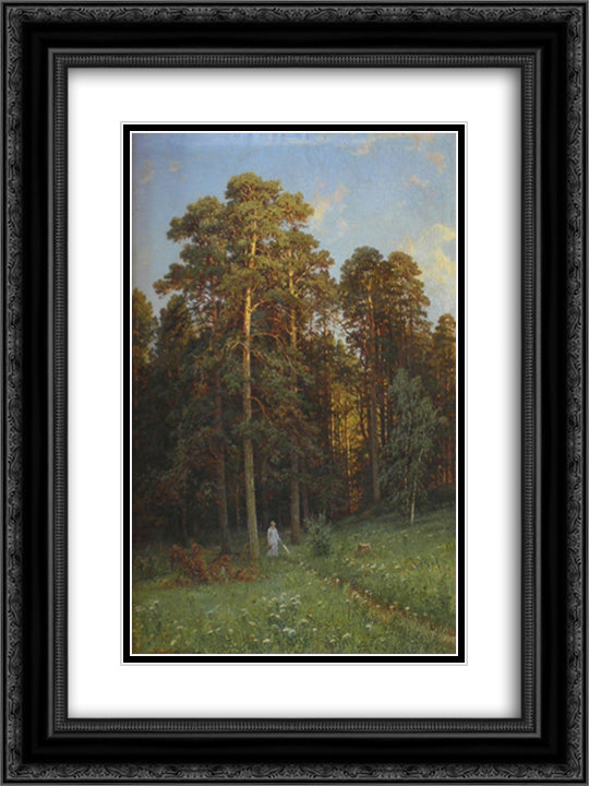 The Edge of a Pine Forest 18x24 Black Ornate Wood Framed Art Print Poster with Double Matting by Shishkin, Ivan