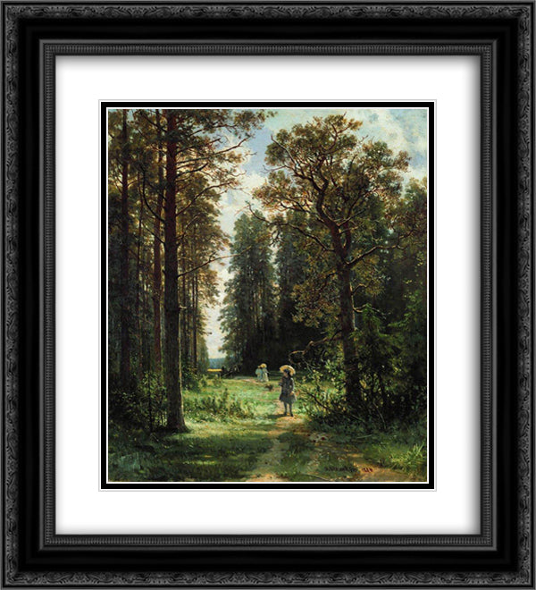 The Path through the Woods, 1880 (oil on canvas) 20x22 Black Ornate Wood Framed Art Print Poster with Double Matting by Shishkin, Ivan
