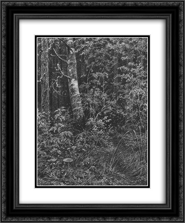 Thicket 20x24 Black Ornate Wood Framed Art Print Poster with Double Matting by Shishkin, Ivan