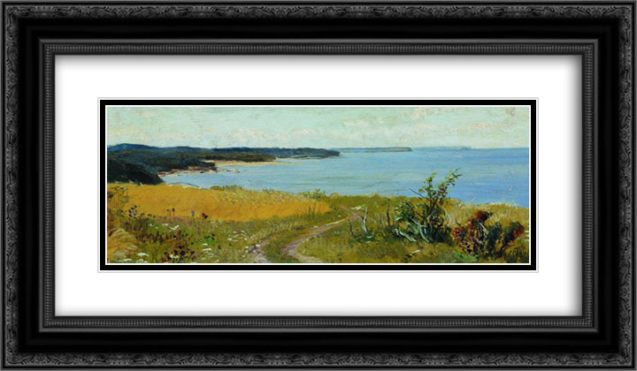 View of the beach 24x14 Black Ornate Wood Framed Art Print Poster with Double Matting by Shishkin, Ivan