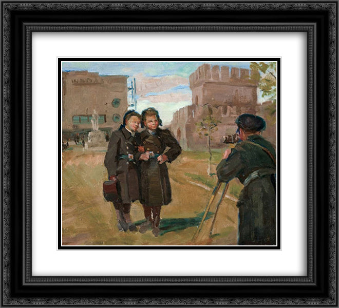 Photographer in the countryside 22x20 Black Ornate Wood Framed Art Print Poster with Double Matting by Vladimirov, Ivan
