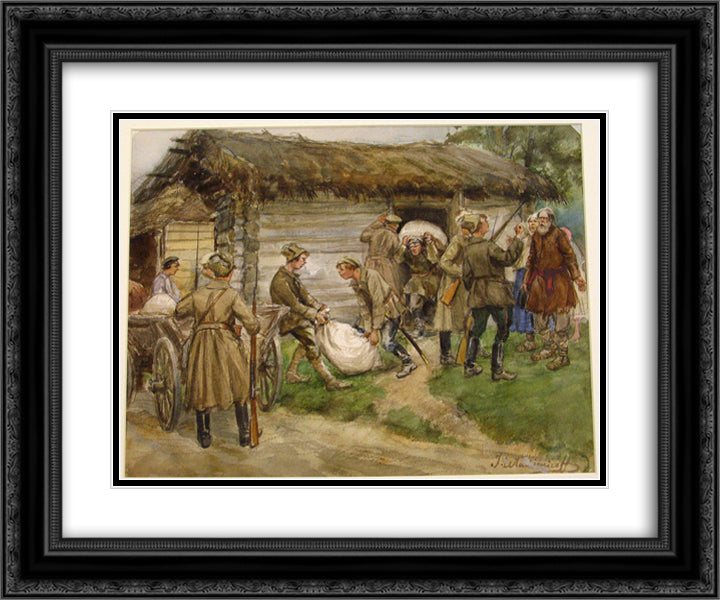 Requisitioning 24x20 Black Ornate Wood Framed Art Print Poster with Double Matting by Vladimirov, Ivan