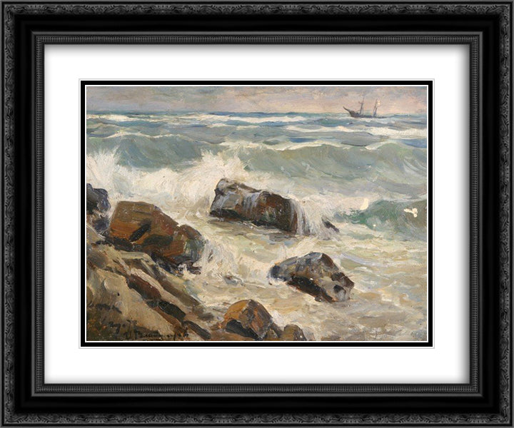 Rocks of the Gulf of Finland 24x20 Black Ornate Wood Framed Art Print Poster with Double Matting by Vladimirov, Ivan