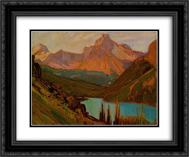 Cathedral Peak, Lake O'Hara 24x20 Black Ornate Wood Framed Art Print Poster with Double Matting by MacDonald, J. E. H.