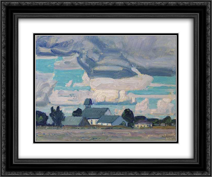 Cloudy Sky, Thornhill Church 24x20 Black Ornate Wood Framed Art Print Poster with Double Matting by MacDonald, J. E. H.