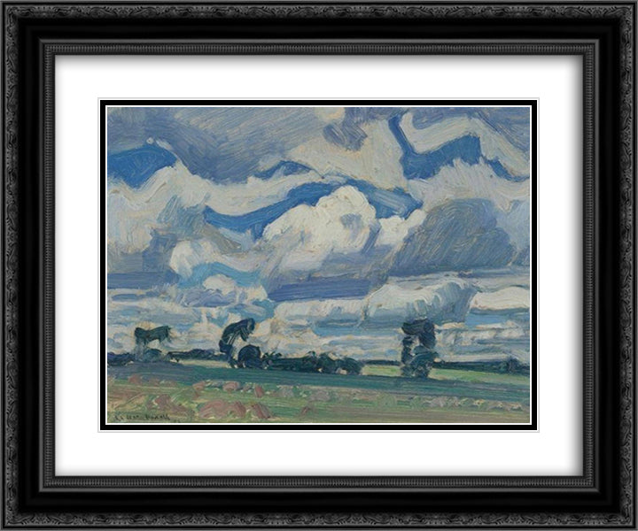 Fields and Sky 24x20 Black Ornate Wood Framed Art Print Poster with Double Matting by MacDonald, J. E. H.